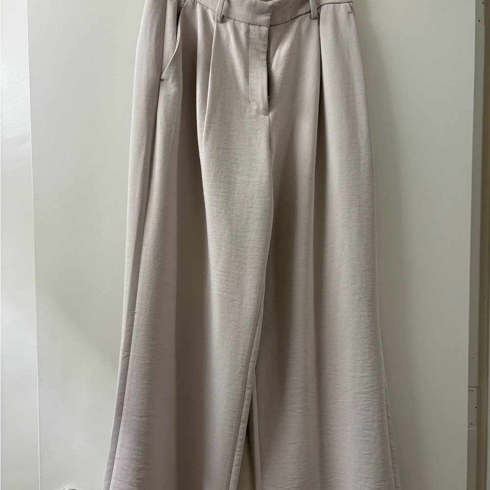 Abercrombie & Fitch Curve Love Cream Wide-Leg Pants